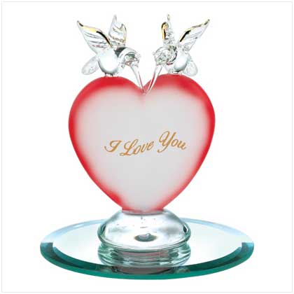 HUMMINGBIRD HEART GLASS FIGURI